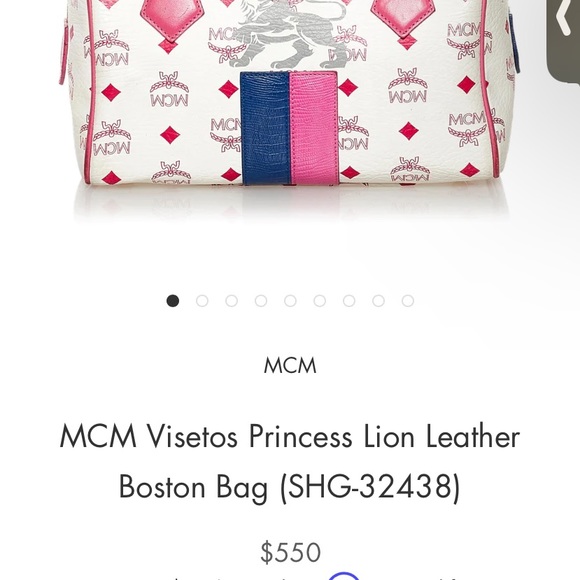 AUTHENTIC MCM Visetos Lion Tote Boston Bag + Dust Bag - Picture 12 of 12